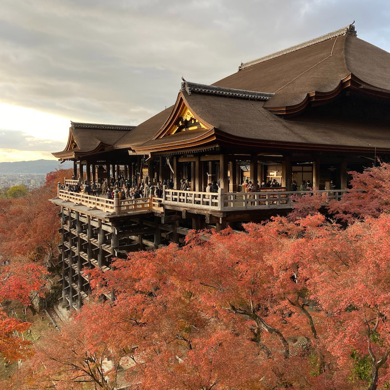 learning from Buddhist teacher at a temple in the hills in the fall season